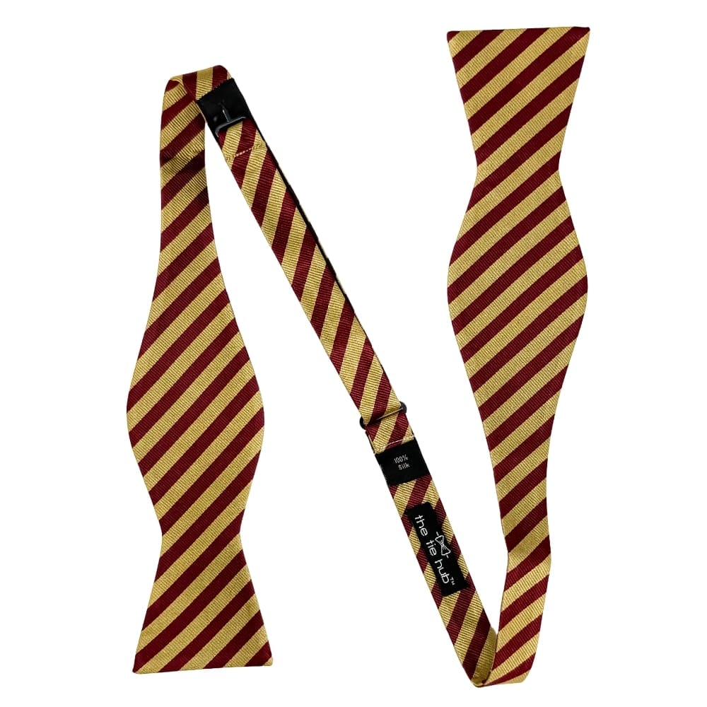 Gold Striped Silk Self-Tie Bow Tie for Men