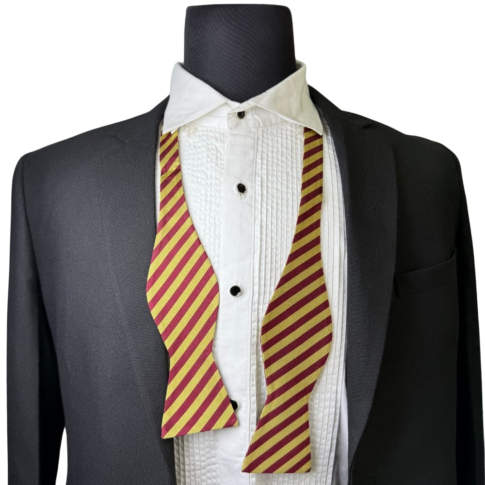 Gold Striped Silk Self-Tie Bow Tie for Men