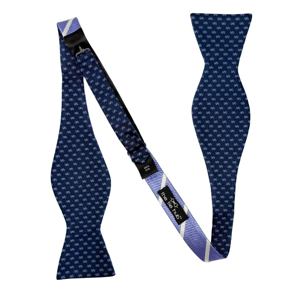Purple Striped Silk Pre-Tied Bow Tie for Men