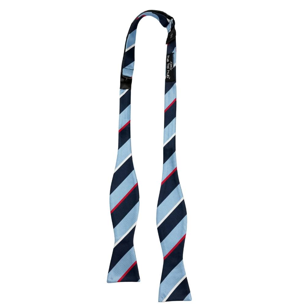 Blue Striped Silk Self-Tie Bow Tie for Men