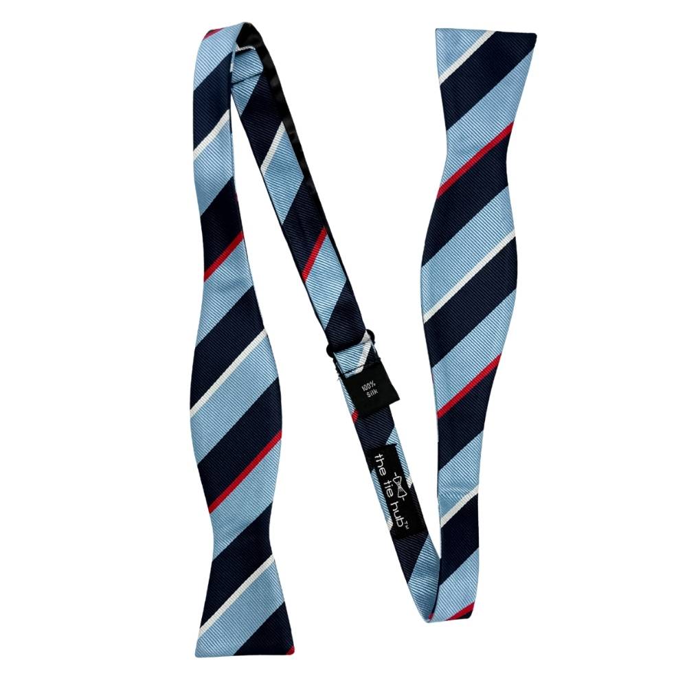 Blue Striped Silk Self-Tie Bow Tie for Men