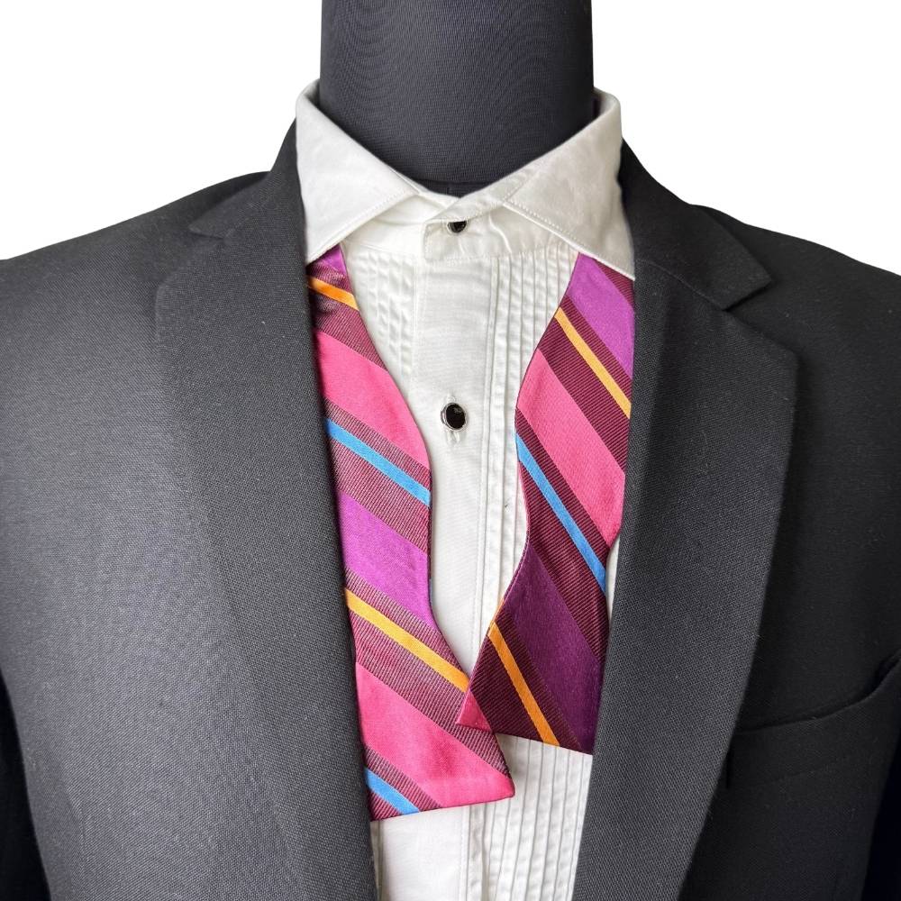 Multi Striped Silk Self-Tie Bow Tie for Men