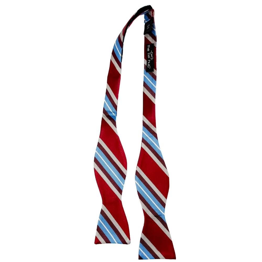 Red Striped Silk Self-Tie Bow Tie for Men
