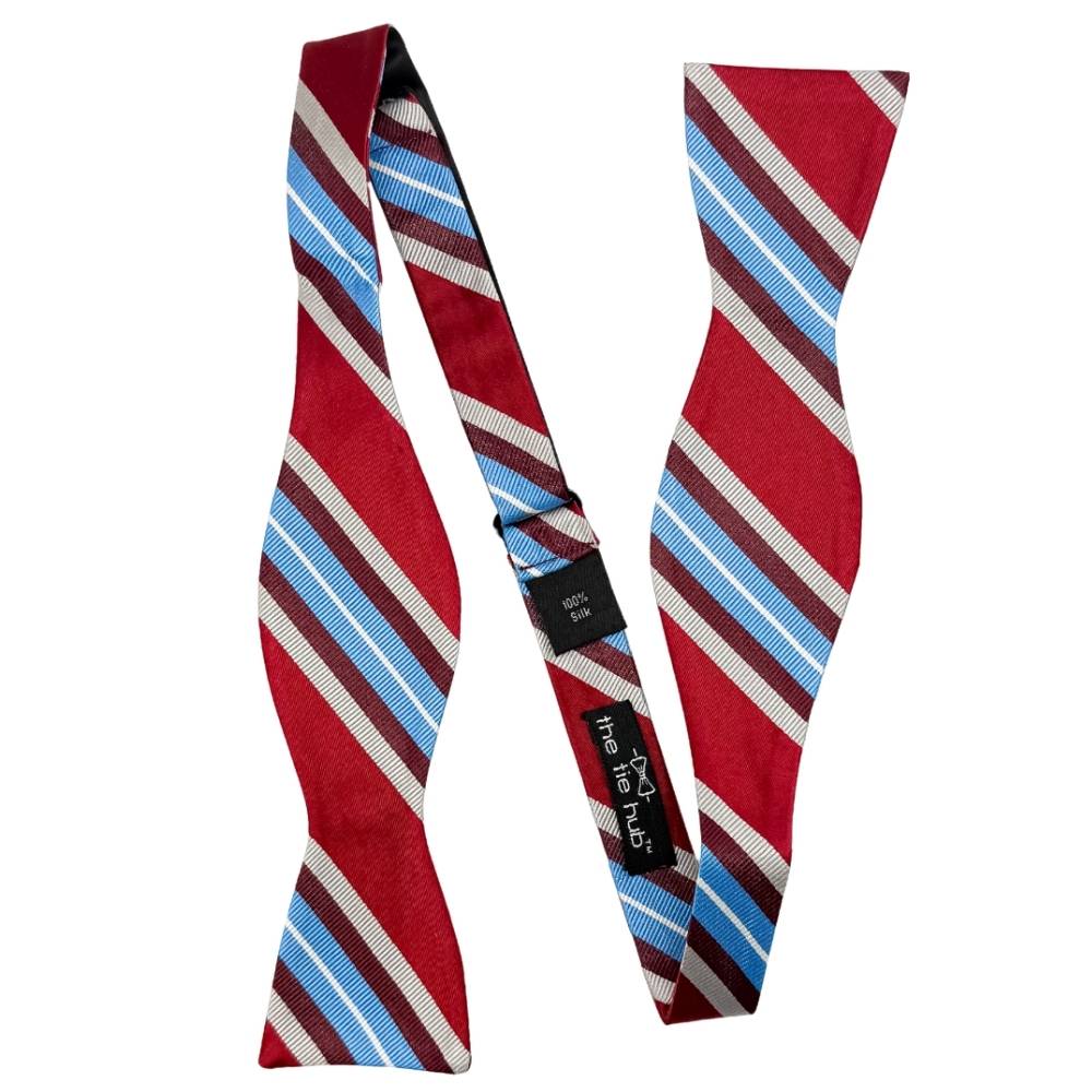 Red Striped Silk Self-Tie Bow Tie for Men