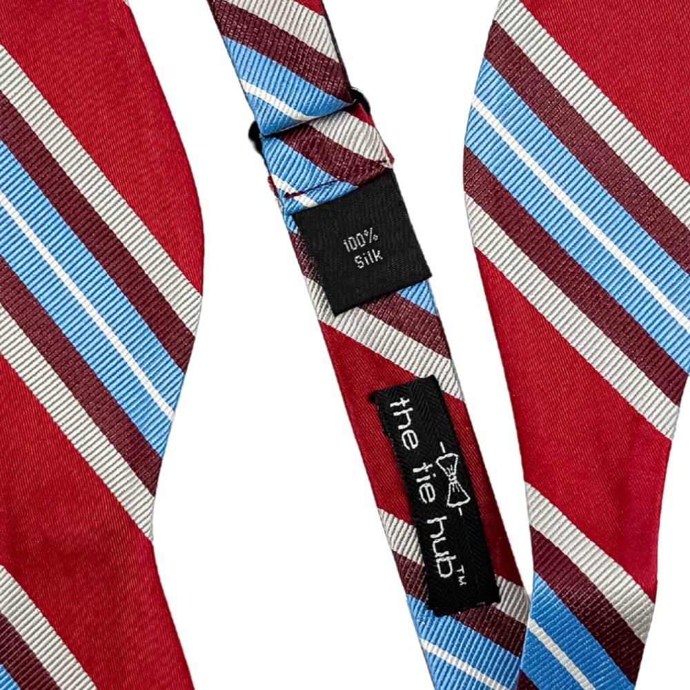 Red Striped Silk Self-Tie Bow Tie for Men