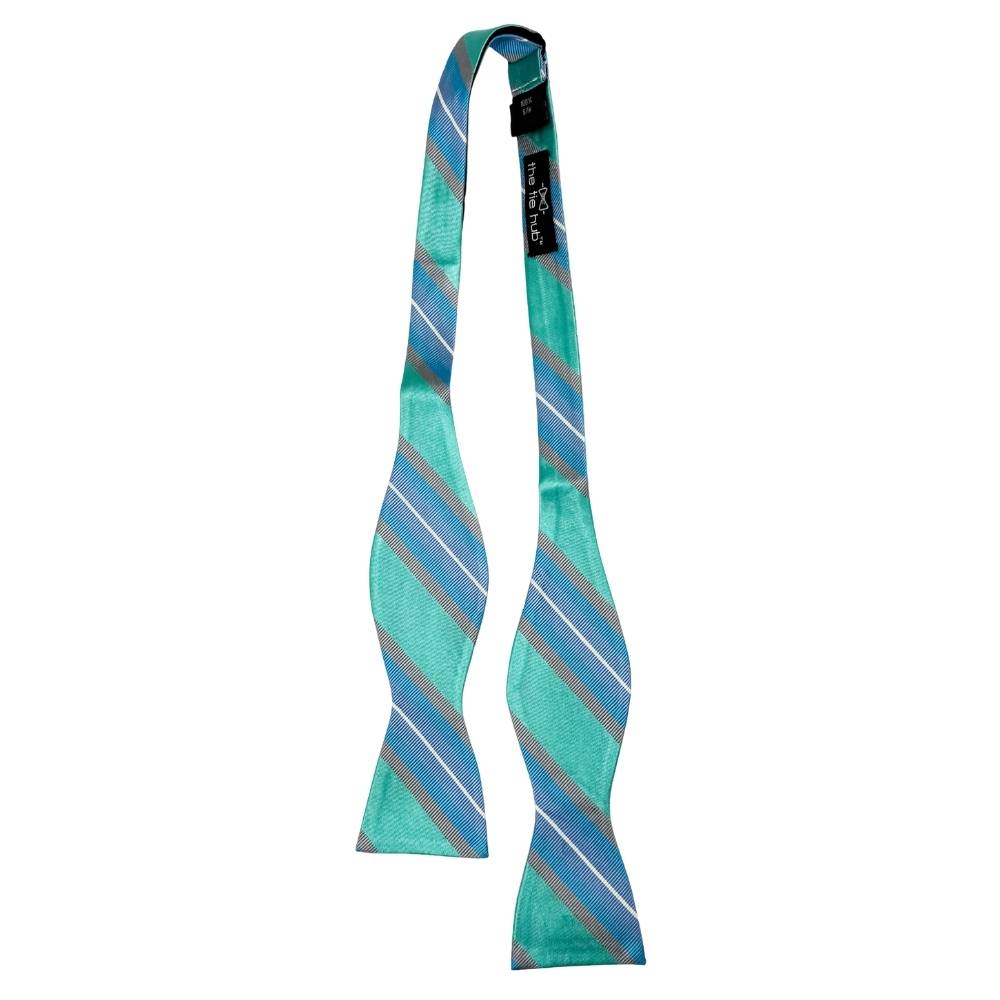 Blue Striped Silk Self-Tie Bow Tie for Men