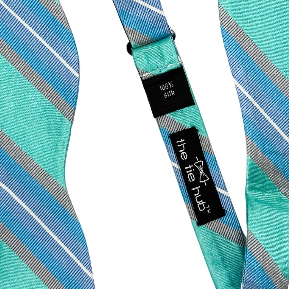 Blue Striped Silk Self-Tie Bow Tie for Men