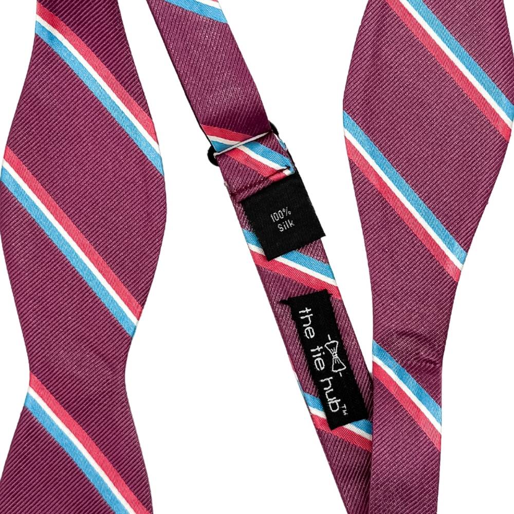 Purple Striped Silk Self-Tie Bow Tie for Men