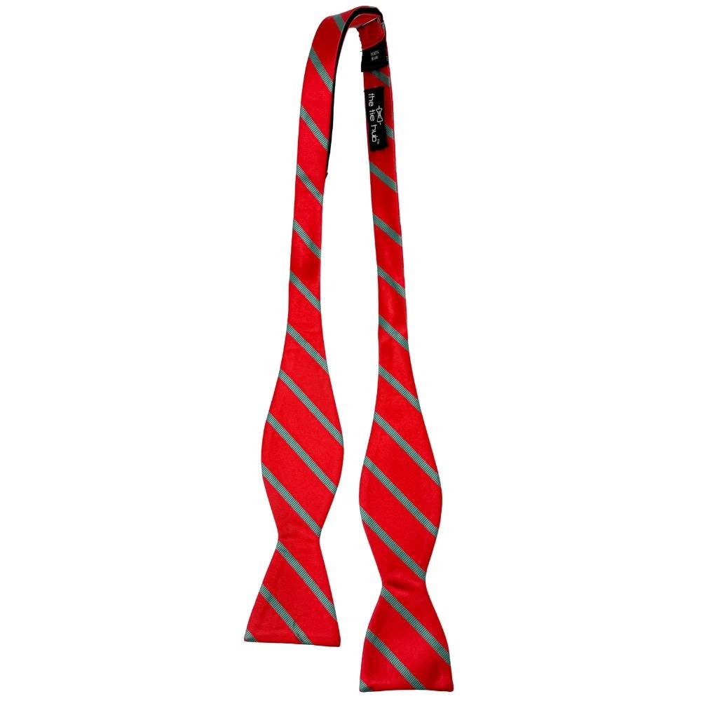 Red Striped Silk Self-Tie Bow Tie for Men