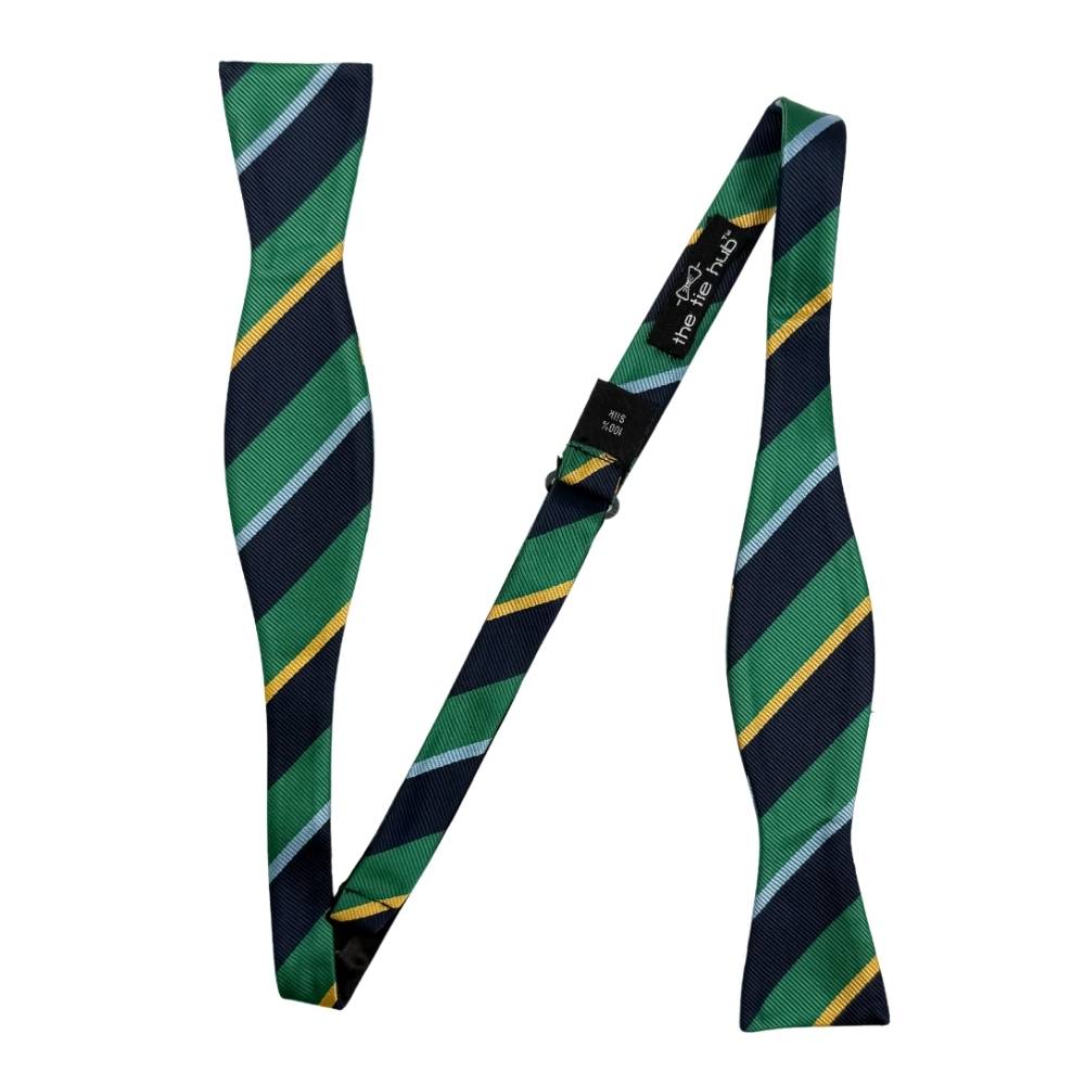 Green Striped Silk Self-Tie Bow Tie for Men