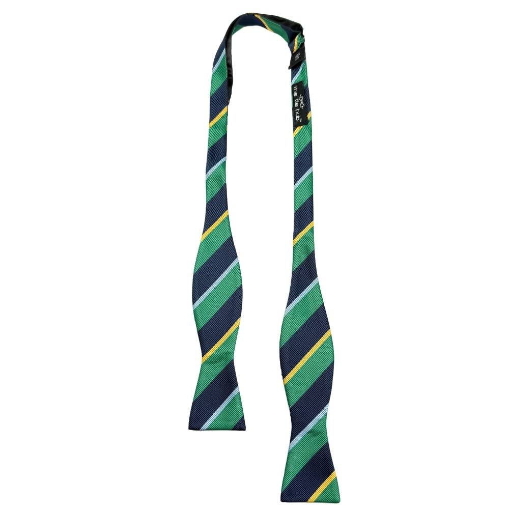 Green Striped Silk Self-Tie Bow Tie for Men