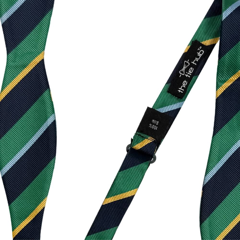 Green Striped Silk Self-Tie Bow Tie for Men