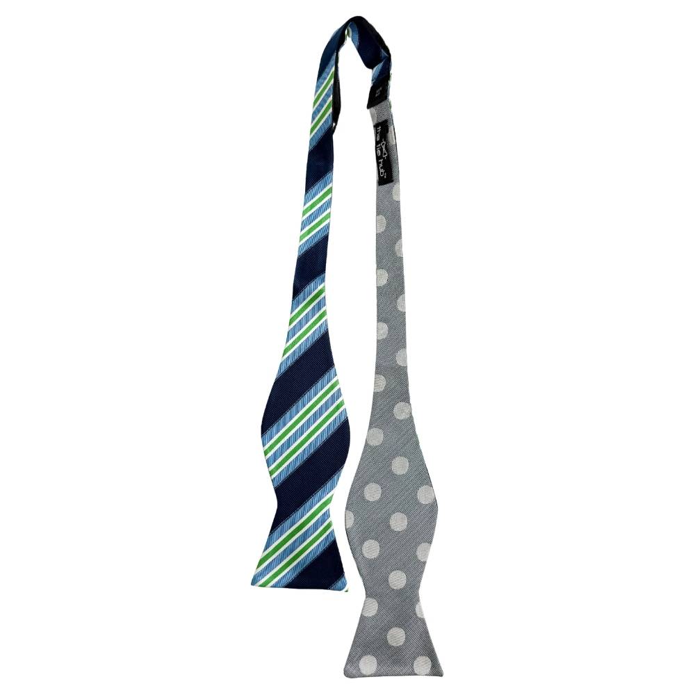 Blue Striped Silk Pre-Tied Bow Tie for Men