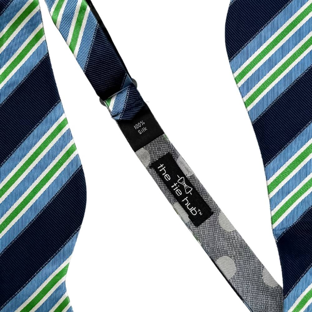 Blue Striped Silk Pre-Tied Bow Tie for Men
