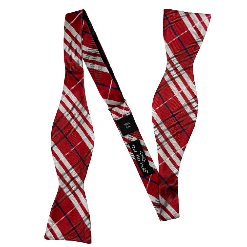 Red Checkered Silk Self-Tie Bow Tie for Men