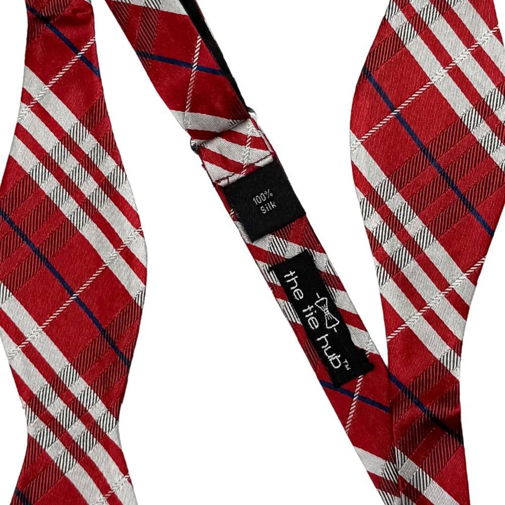 Red Checkered Silk Self-Tie Bow Tie for Men