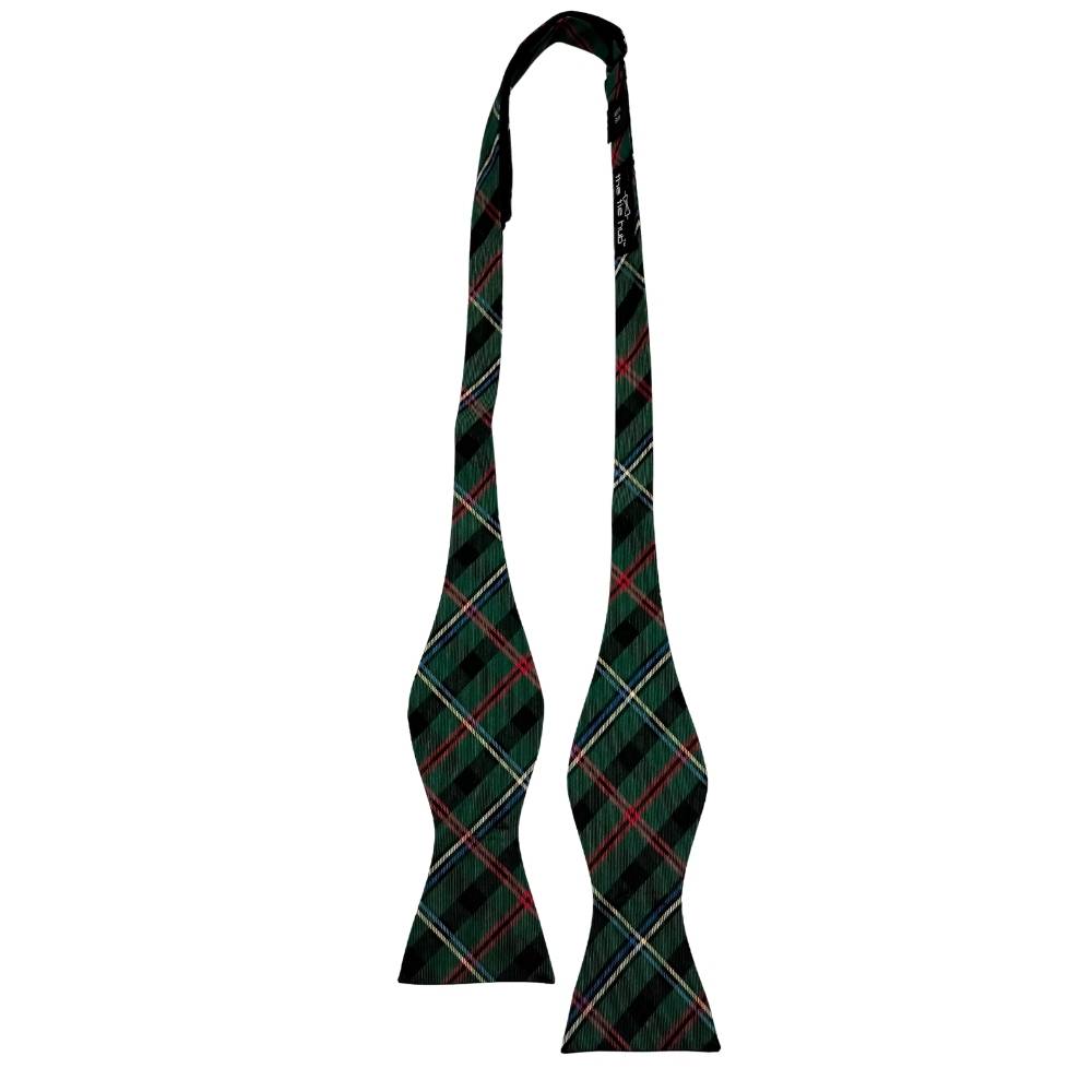 Green Checkered Silk Self-Tie Bow Tie for Men