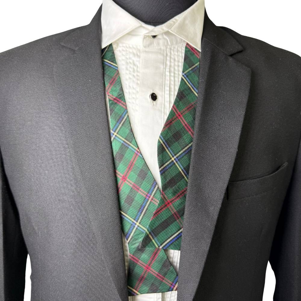 Green Checkered Silk Self-Tie Bow Tie for Men