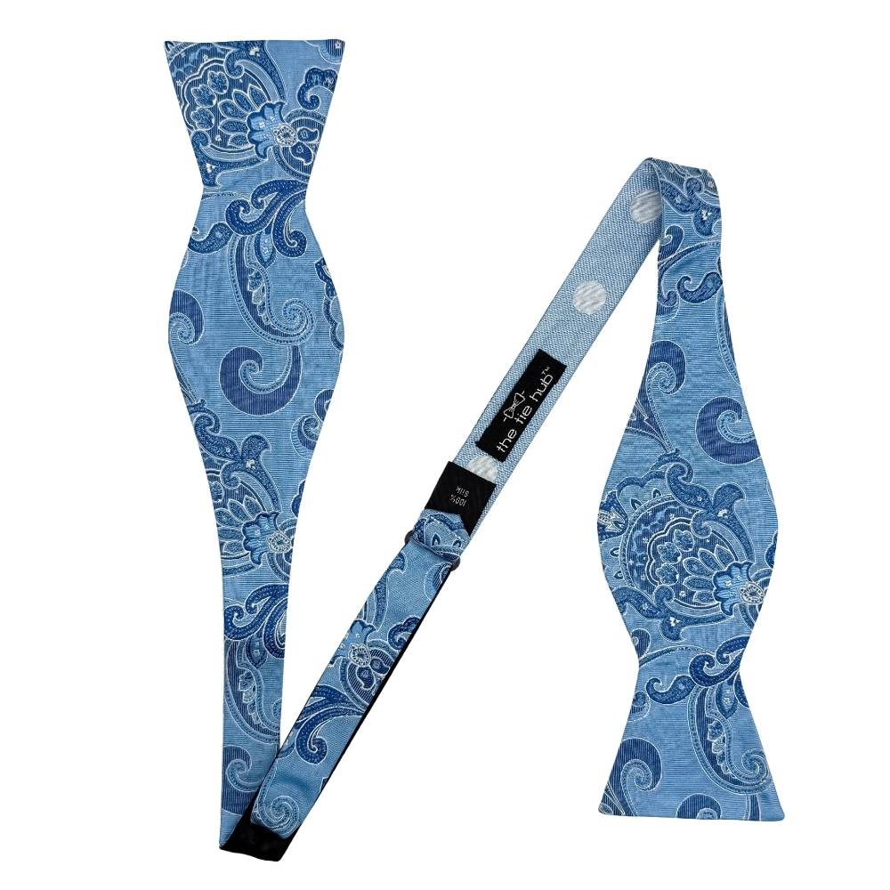 Blue Geometric Silk Pre-Tied Bow Tie for Men