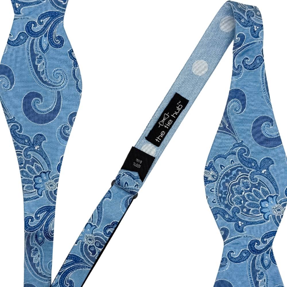 Blue Geometric Silk Pre-Tied Bow Tie for Men