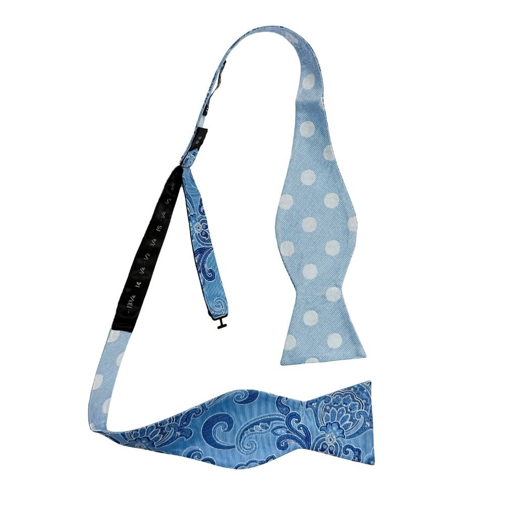 Blue Geometric Silk Pre-Tied Bow Tie for Men