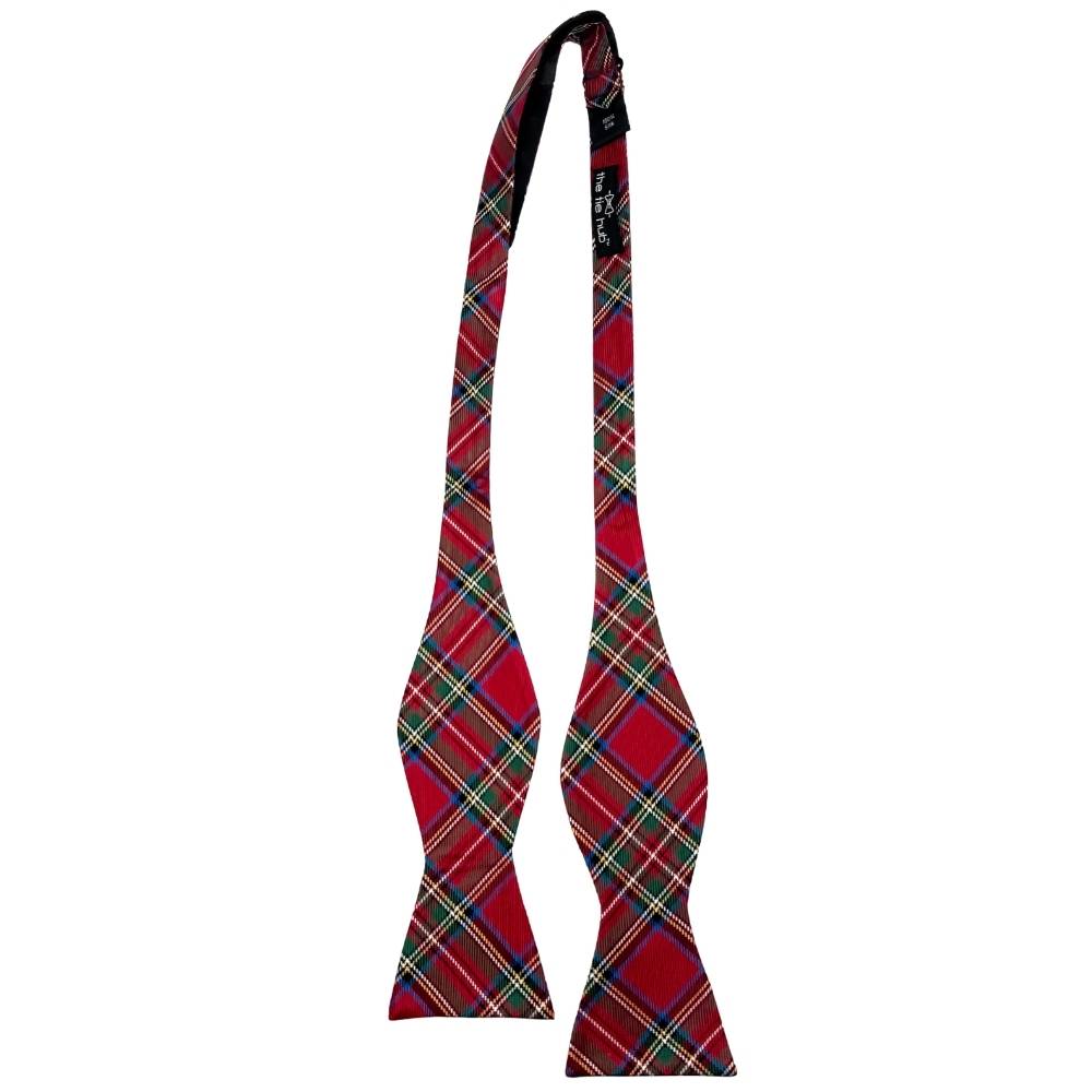 Red Checkered Silk Self-Tie Bow Tie for Men