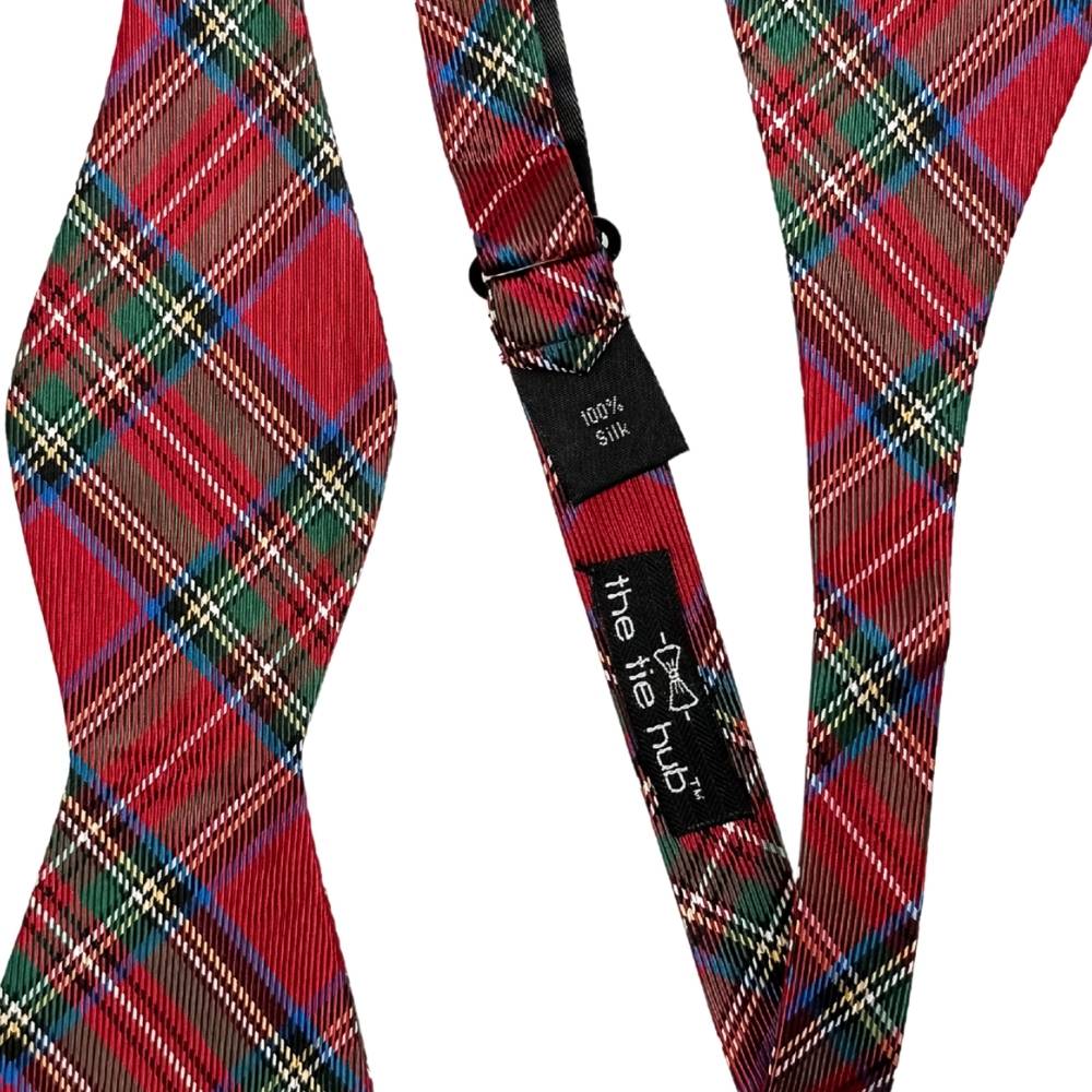 Red Checkered Silk Self-Tie Bow Tie for Men