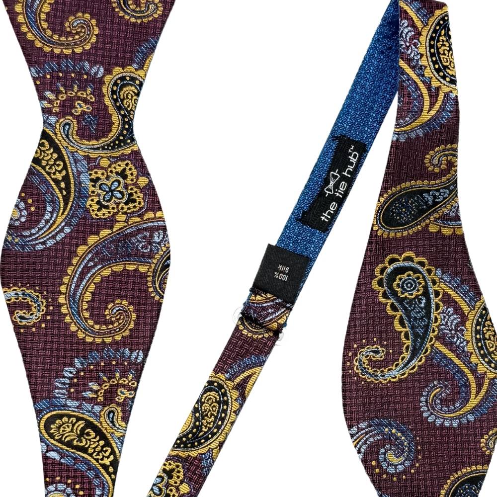 Blue Geometric Silk Pre-Tied Bow Tie for Men