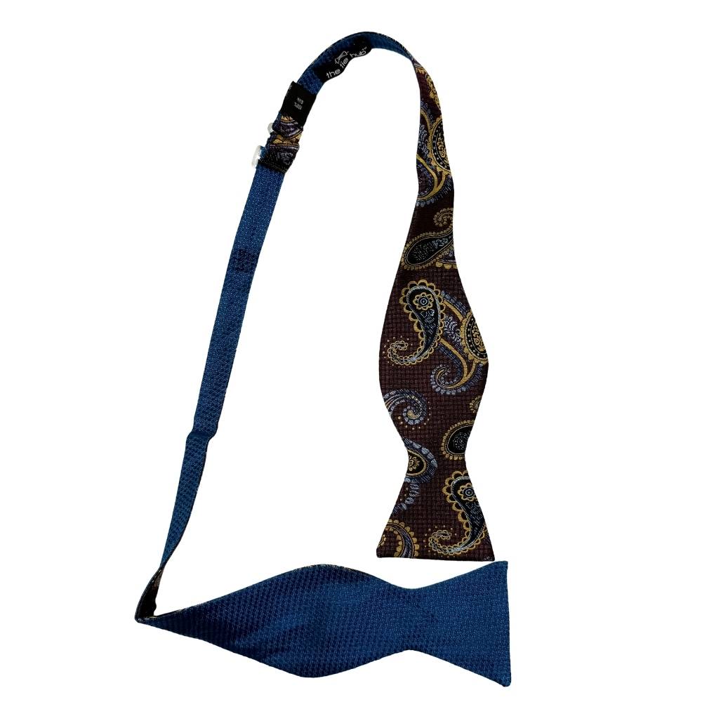 Blue Geometric Silk Pre-Tied Bow Tie for Men