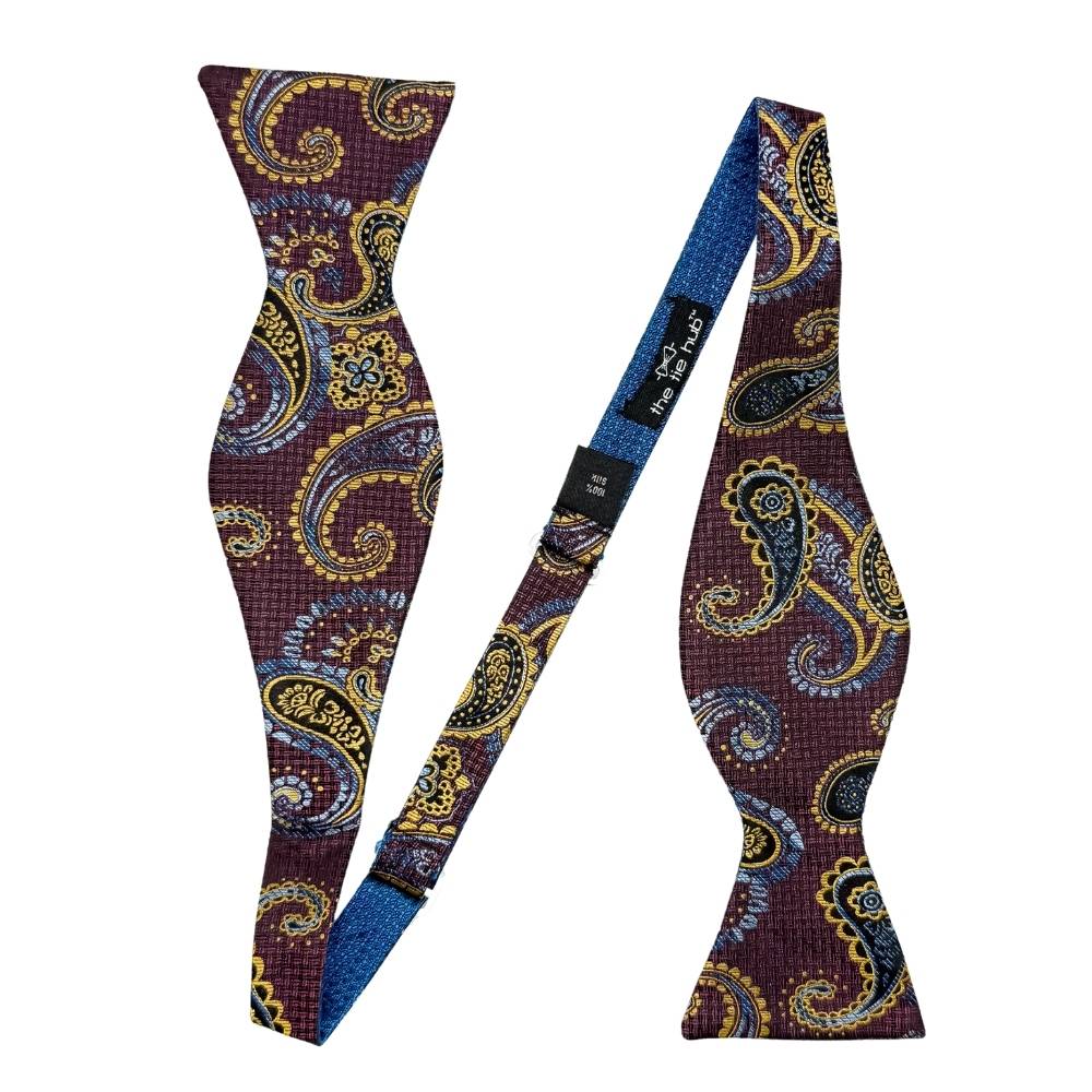 Blue Geometric Silk Pre-Tied Bow Tie for Men