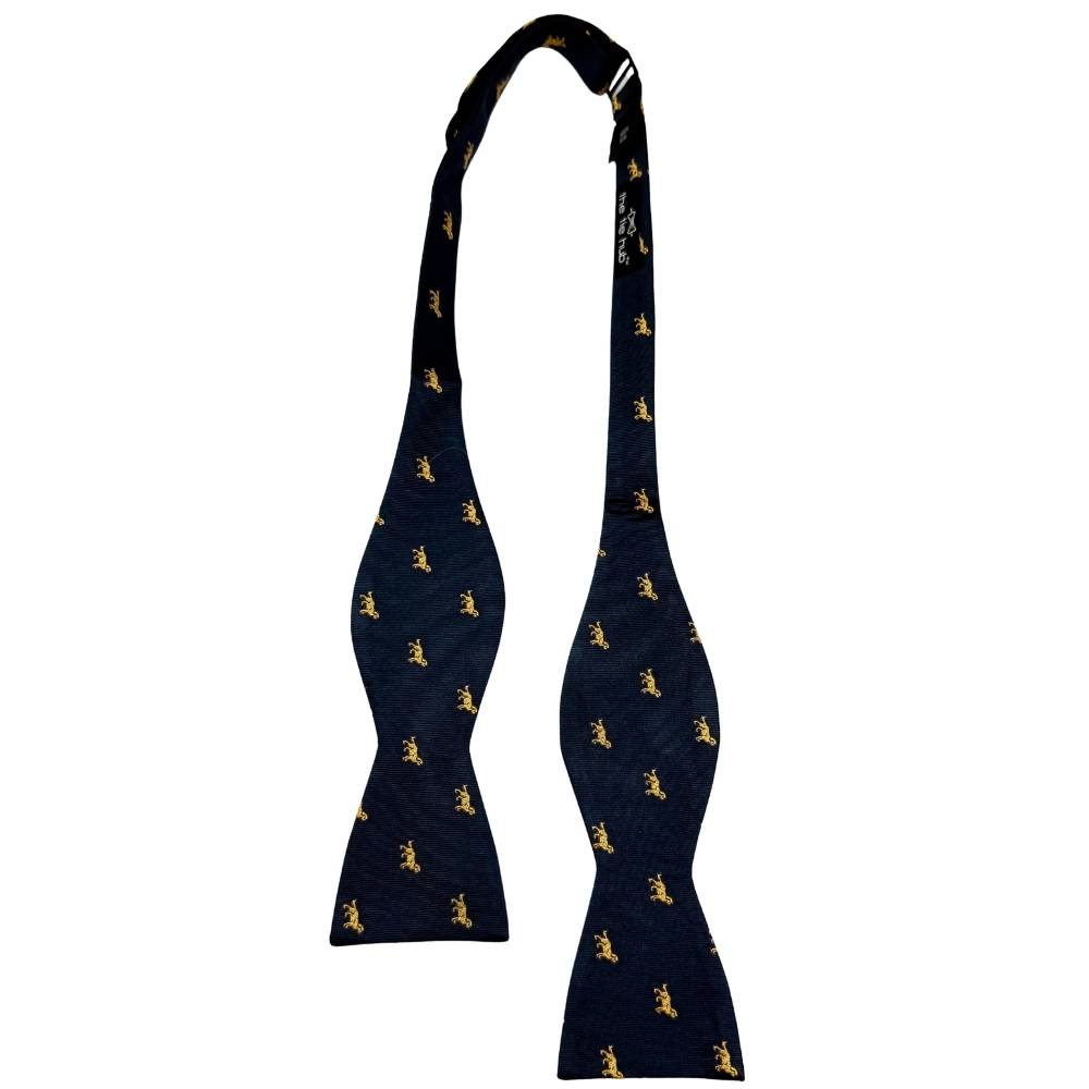 Navy Blue Geometric Silk Self-Tie Bow Tie for Men