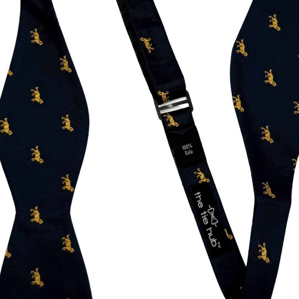 Navy Blue Geometric Silk Self-Tie Bow Tie for Men