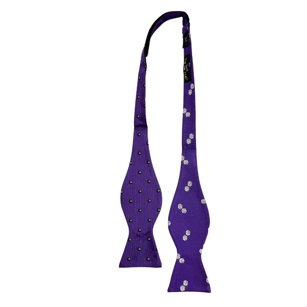 Purple Geometric Silk Pre-Tied Bow Tie for Men