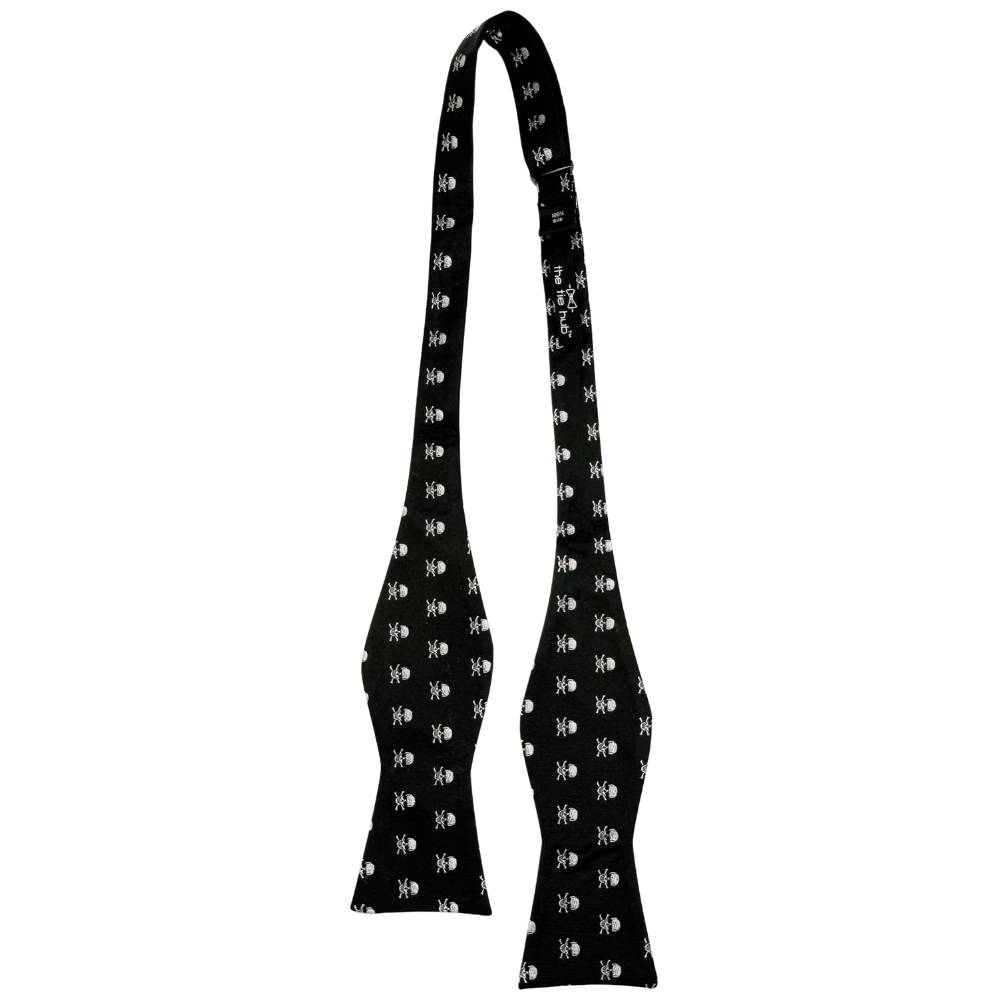 Black Geometric Silk Self-Tie Bow Tie for Men