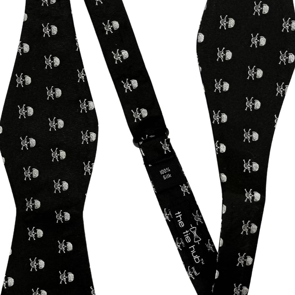 Black Geometric Silk Self-Tie Bow Tie for Men