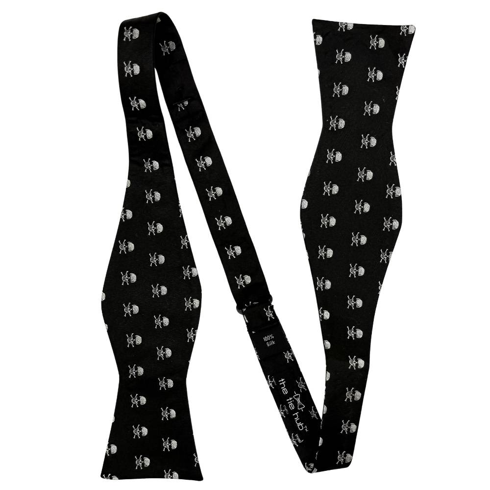 Black Geometric Silk Self-Tie Bow Tie for Men
