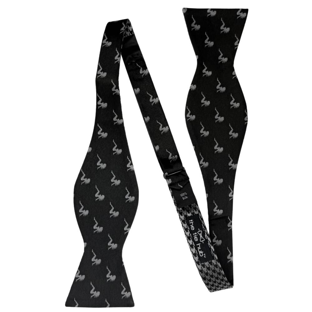 Black Geometric Silk Pre-Tied Bow Tie for Men