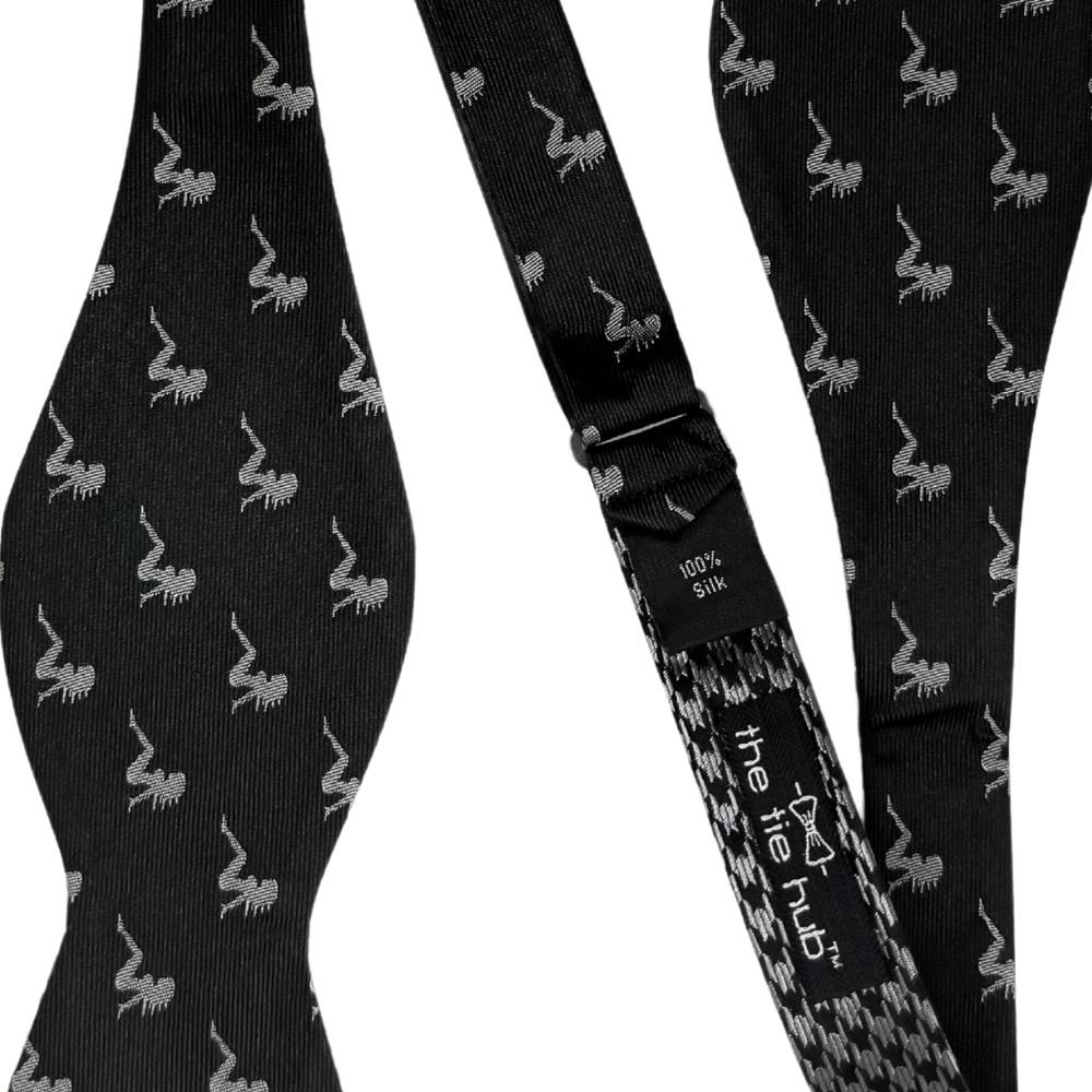 Black Geometric Silk Pre-Tied Bow Tie for Men