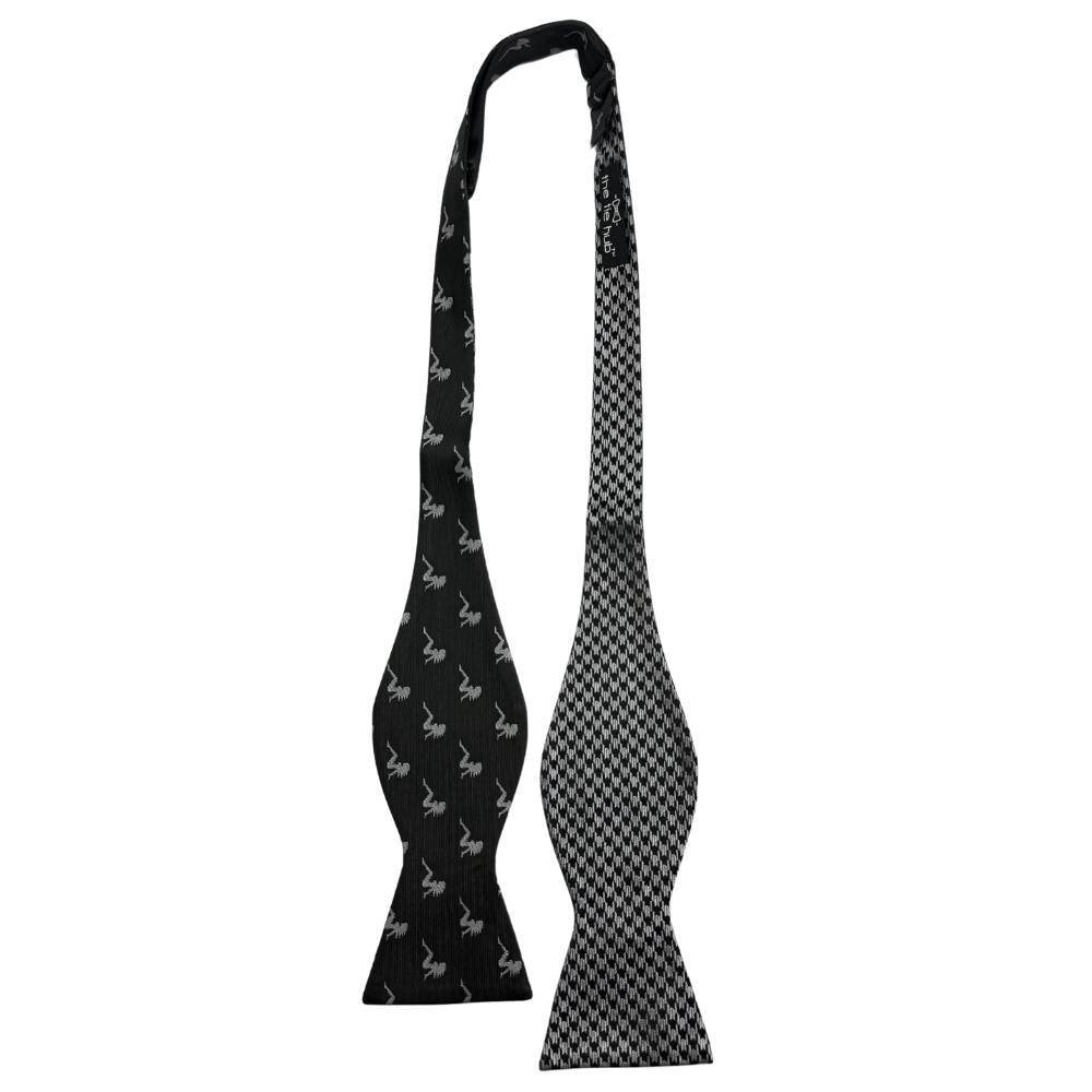 Black Geometric Silk Pre-Tied Bow Tie for Men