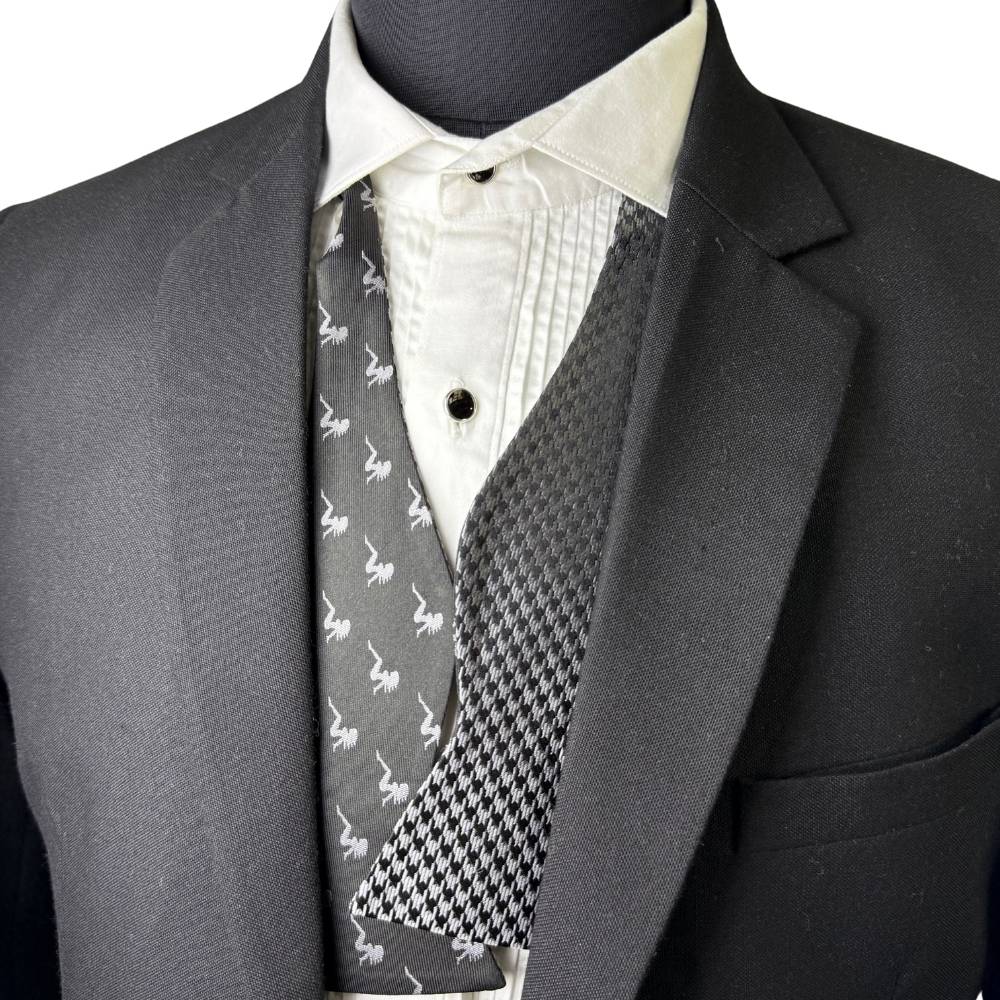 Black Geometric Silk Pre-Tied Bow Tie for Men