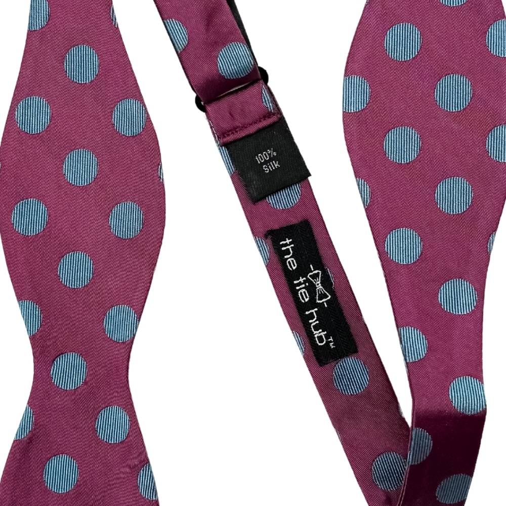 Burgundy Polka Dot Silk Self-Tie Bow Tie for Men