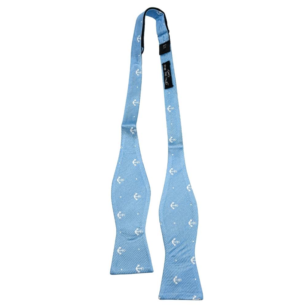 Blue Geometric Silk Self-Tie Bow Tie for Men