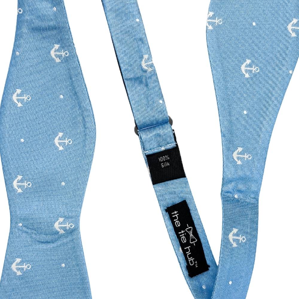 Blue Geometric Silk Self-Tie Bow Tie for Men