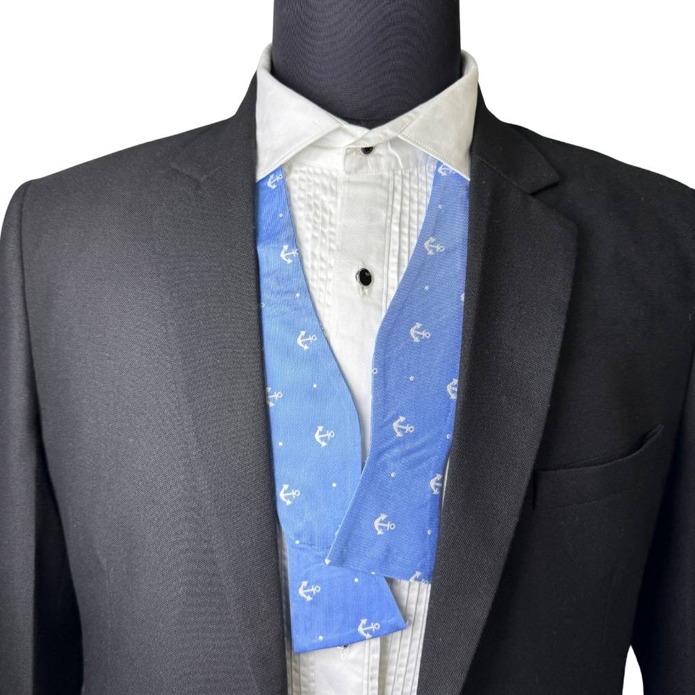 Blue Geometric Silk Self-Tie Bow Tie for Men