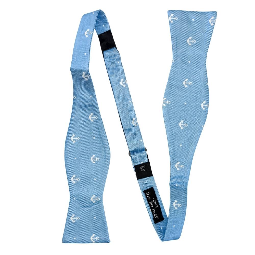 Blue Geometric Silk Self-Tie Bow Tie for Men