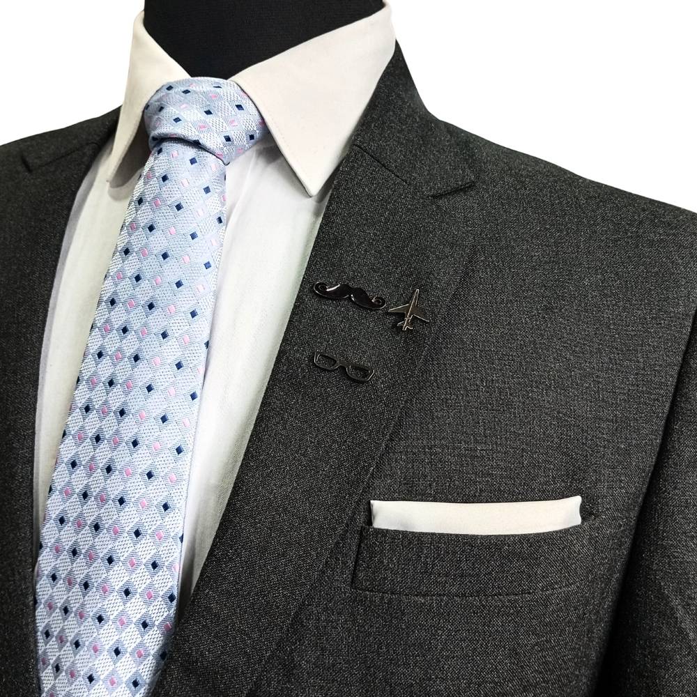 Fashionable Lapel Pins with Airplane, Mustache, and Glasses for Men