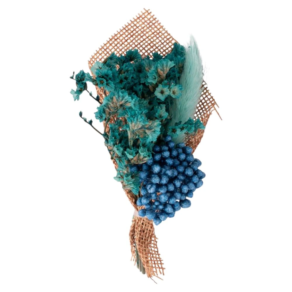 Babys Breath Teal Flower with Blue Feather Wedding Boutonniere for Men