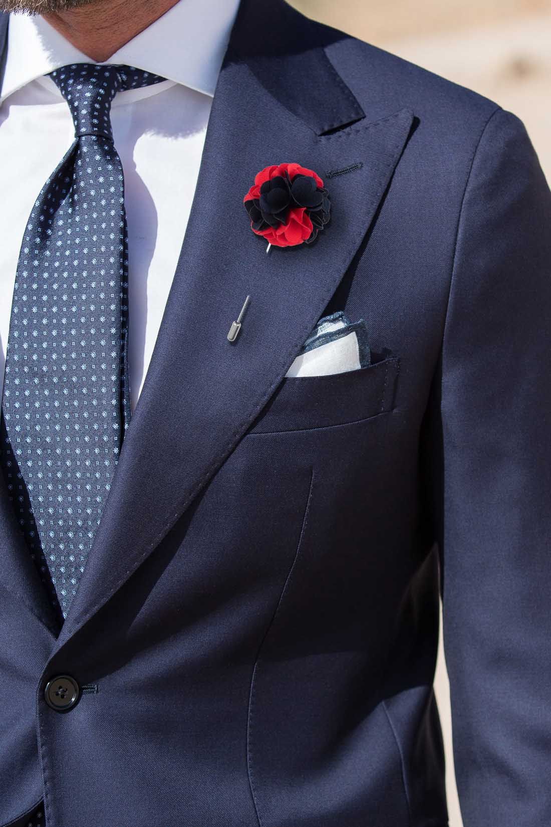 Marigold Blue and Red Lapel Pin for Men