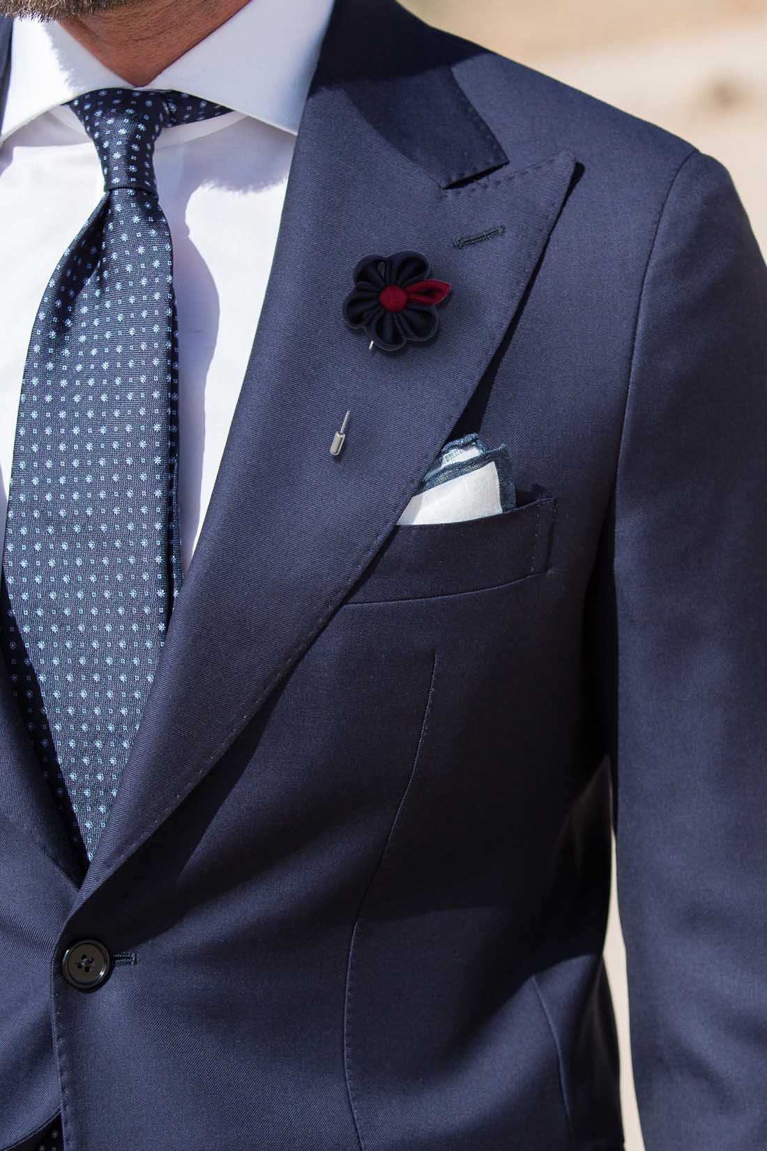 Gazania Blue Flower Lapel Pin for Men