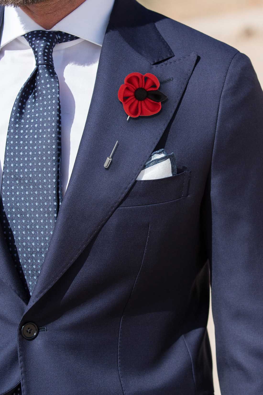 Gazania Red Flower Lapel Pin for Men